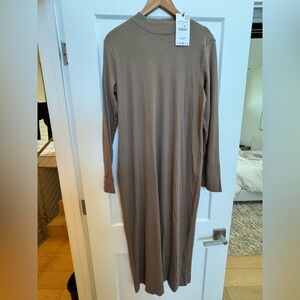 Zara Brown Long Sleeve Dress - size L, NWT